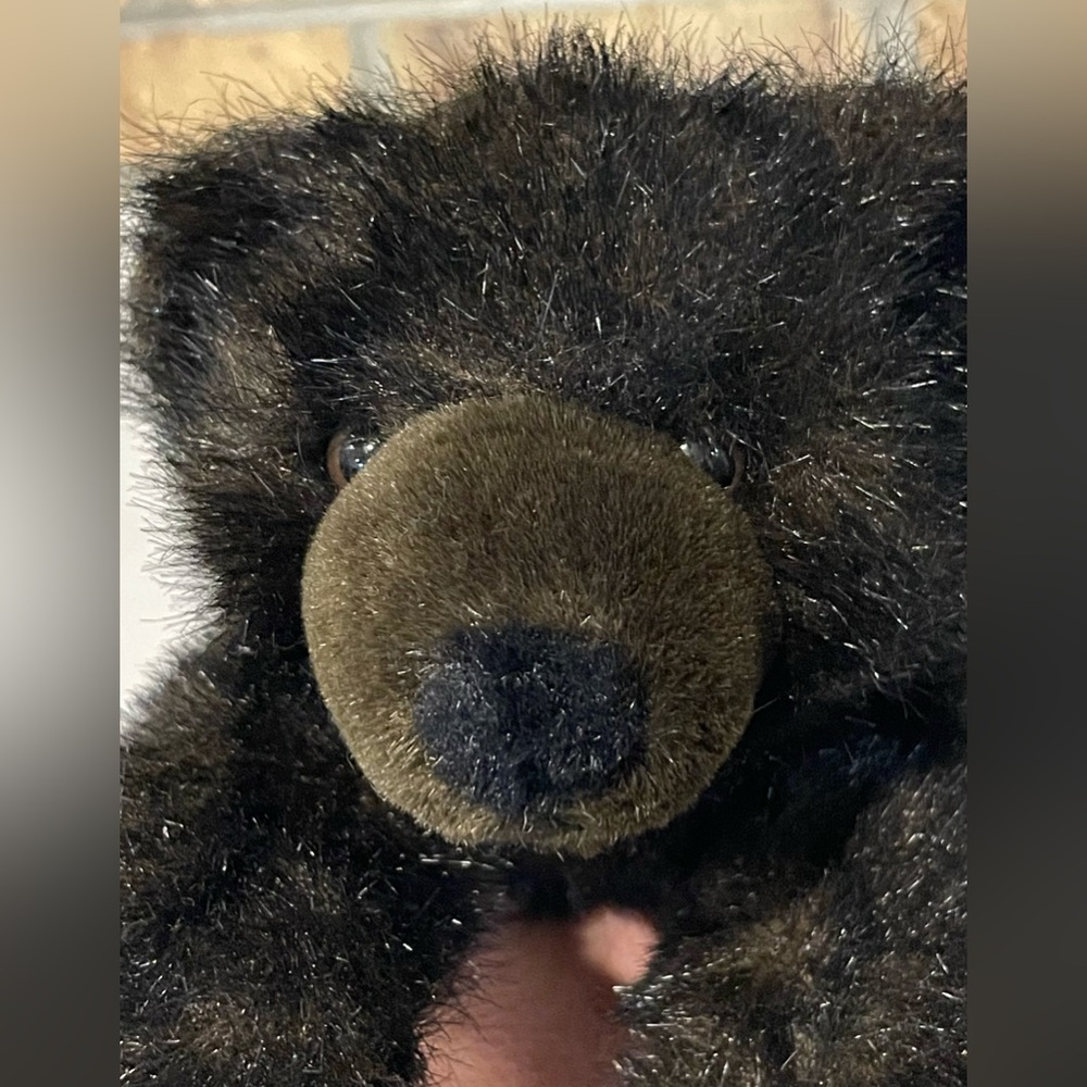 Russ Berrie Ozark Black Bear 12” Laying Down Realistic Plush Stuffed Animal